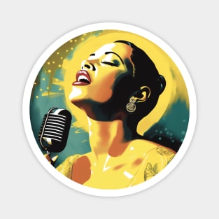 Billie Holiday Jazz Legend Singer Modern Portrait by LozsArt Magnet